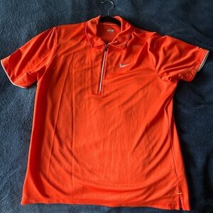 Nike Dry Fit Zip Up Vibrant Orange Polo